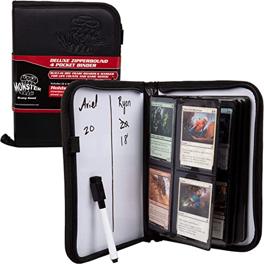 Monster Deluxe 4 Pocket Trading Card Leather Binder w Zipper Closure