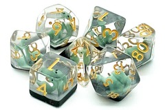 OSD 7 Piece DnD RPG Dice Set: Animal Kingdom - Baby Brontosaurus - Green