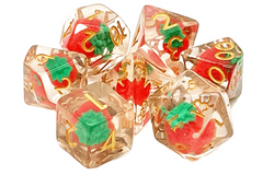 OSD 7 Piece DnD RPG Dice Set: Infused - Strawberry Fields!
