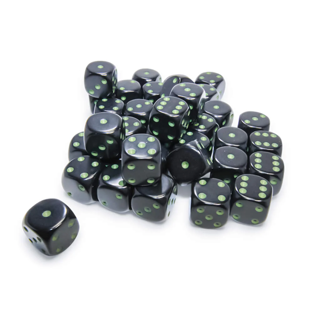 Opaque Black/Green Polyhedral Dice Set - CHX25858