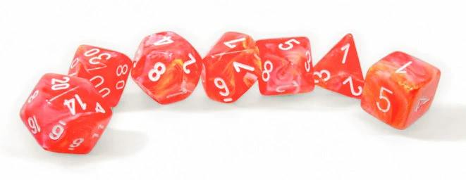 Festive Dahlia/White Polyhedral Dice Set - CHX27553