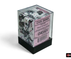 36 Black-White w/Pink Gemini 12mm Dice Block - CHX26869