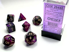 7 Black-Purple w/Gold Polyhedral Dice Set - CHX26440