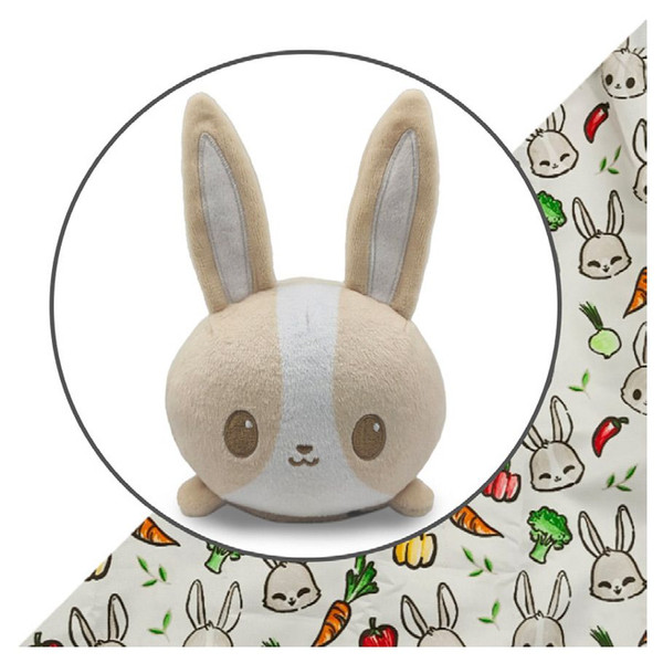 Plushie Tote: Light Brown Bunny/Bunnies & Veggies - teeturtle