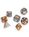 Copper-Steel w/white Gemini Polyhedral 7 Dice Set - CHX26424