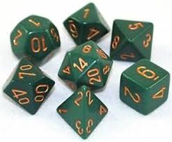 Opaque Dusty Green / Copper 7 Dice Set - CHX25415