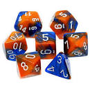 7 Blue-Orange w/White Gemini Polyhedral Dice Set - CHX26452