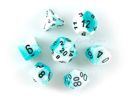 Teal-White w/Black Gemini Polyhedral 7-Die CHX26444