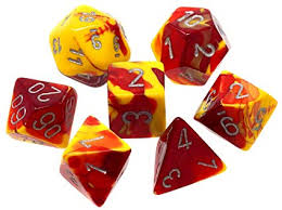 Red Yellow/silver Gemini Polyhedral 7 Die Set - CHX26450