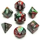 Gemini Green-Red / White 7 Dice Set - CHX26431