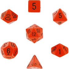 Opaque Orange / Black 7 Dice Set - CHX25403