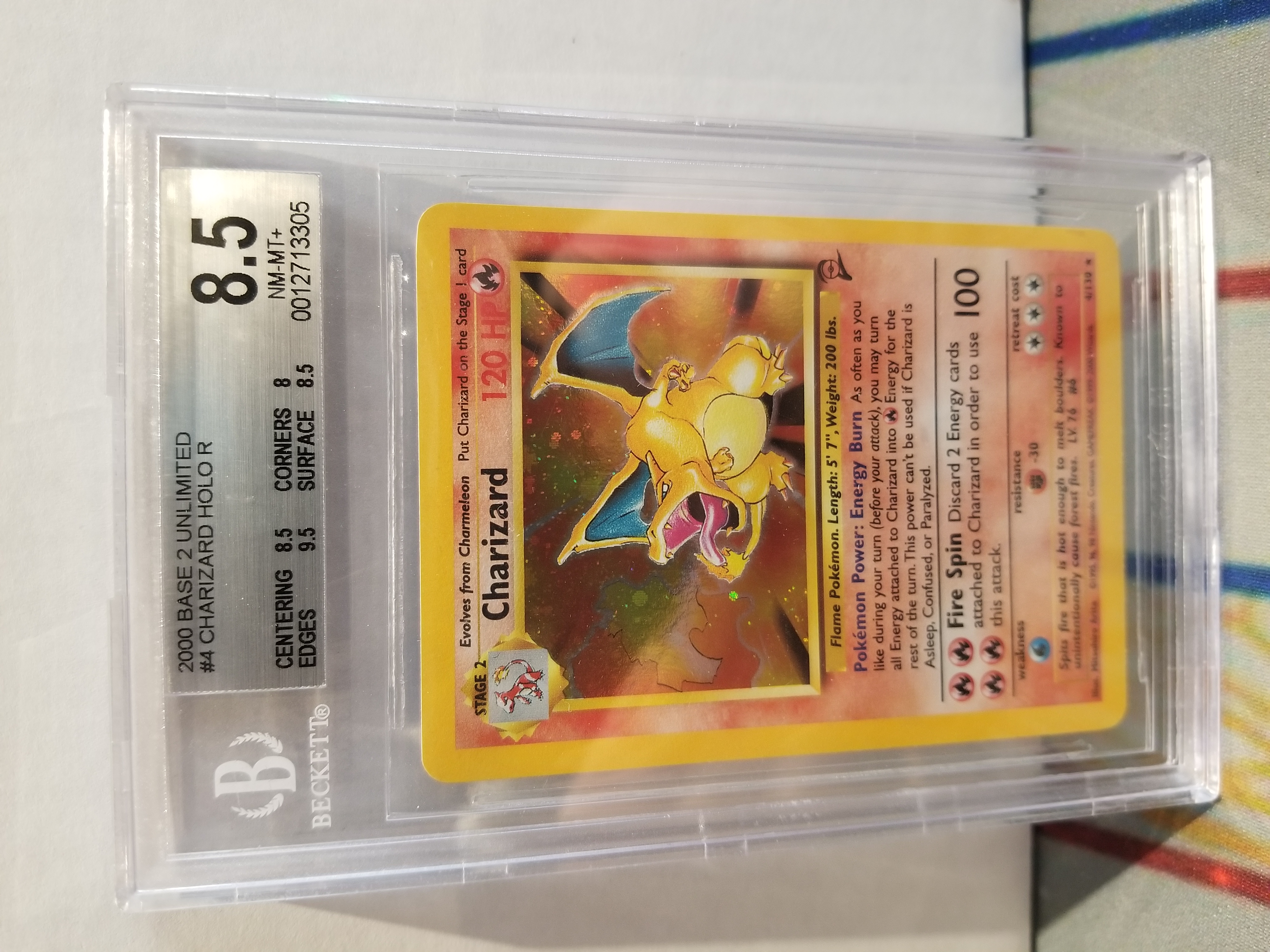 BGS 8.5 Holo Charizard 4/130 Base Set 2