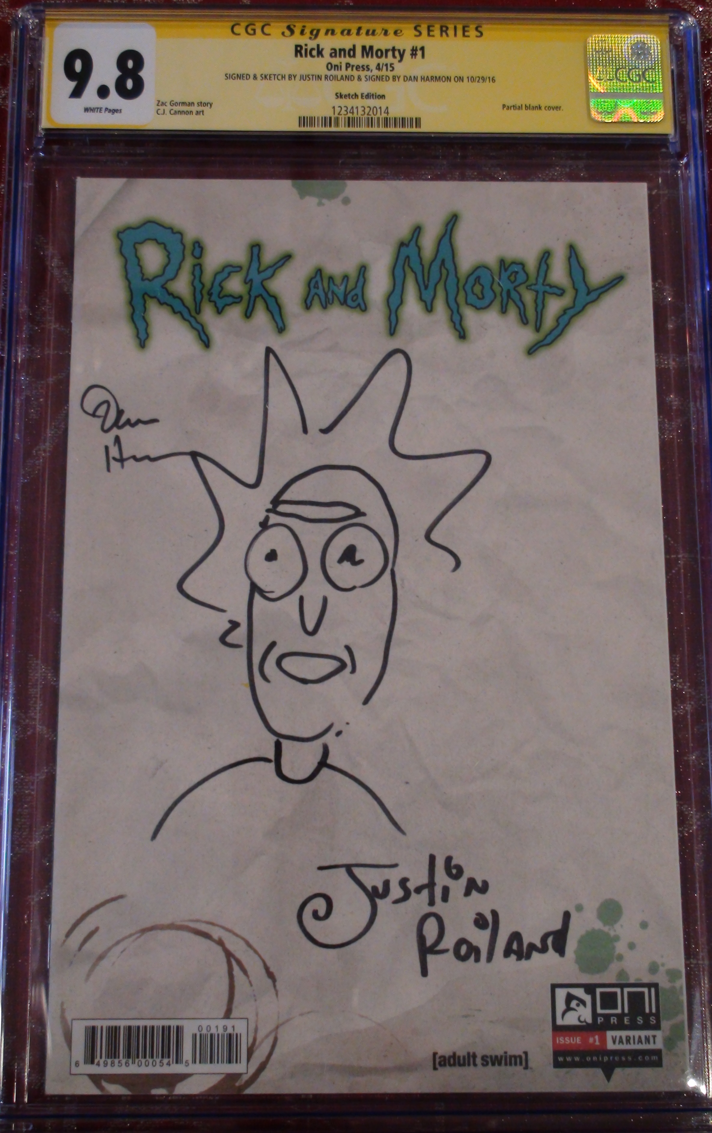 Rick and Morty #1 Sketch by Justin Rowland and signed by Dan Harmon