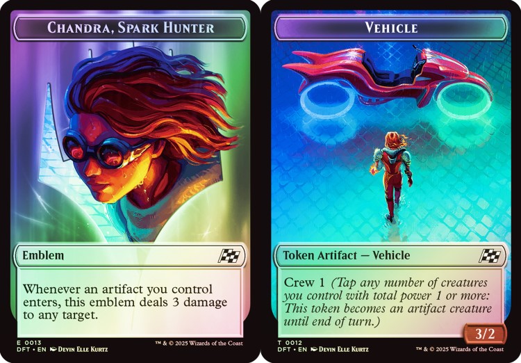 Emblem - Chandra, Spark Hunter // Vehicle Double-Sided Token - Foil