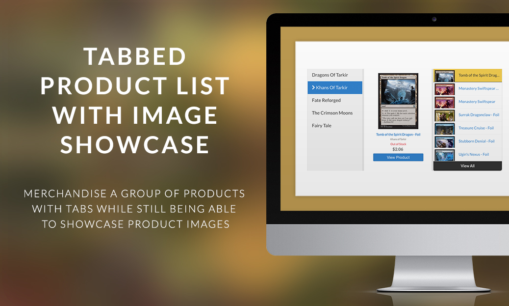 Tabbed Product List with Image Showcase Tabbed Product List with Image Showcase