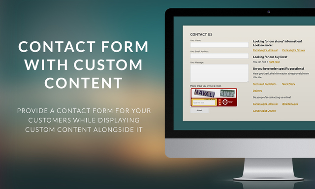 Contact Form with Custom Content