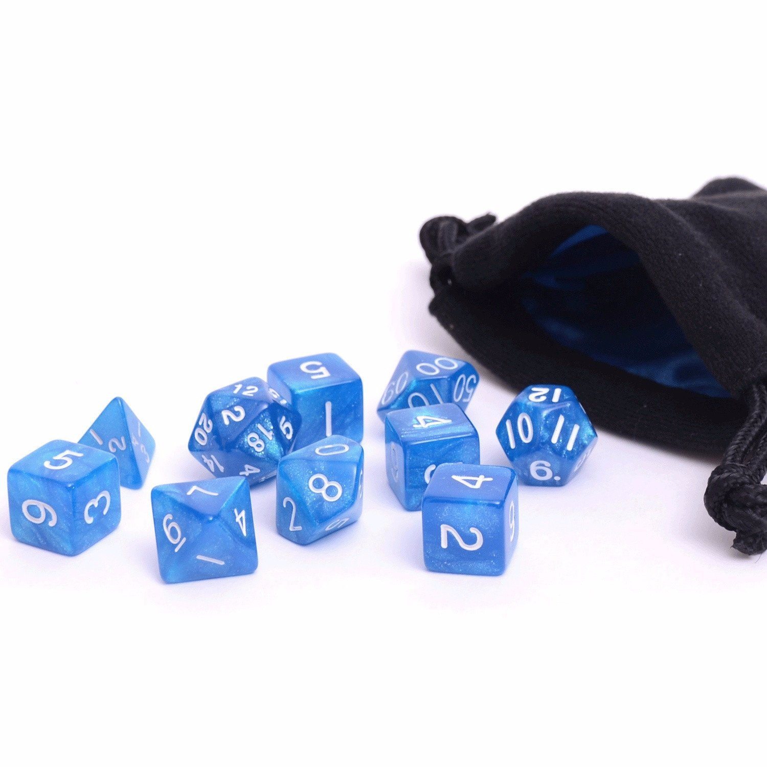 10 Piece Polyhedral Dice Set - Blue Frost