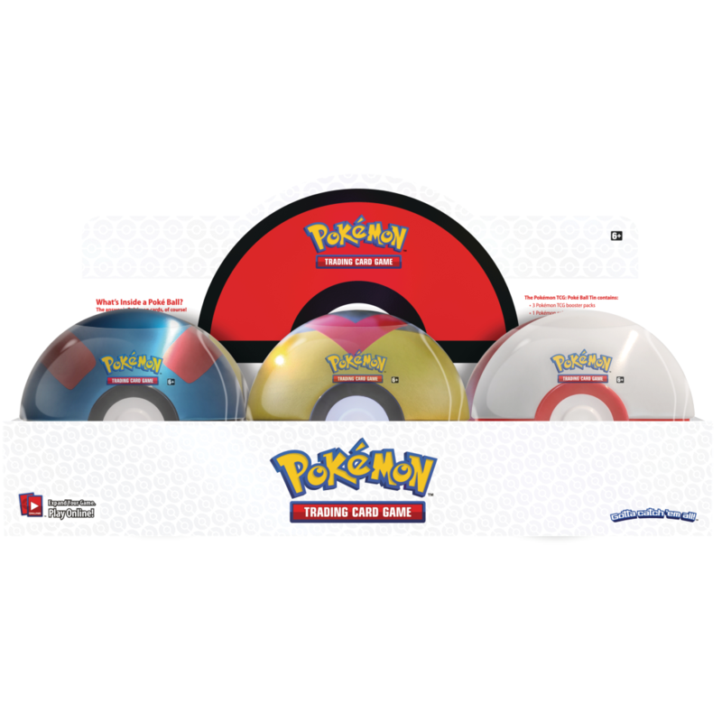 2021 Pokemon TCG Poke Ball Tin Sealed: includes 3 booster packs! *RANDOM STYLE*