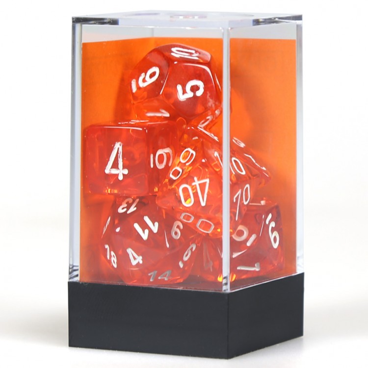 7 set Translucent Orange/White Polyhedral