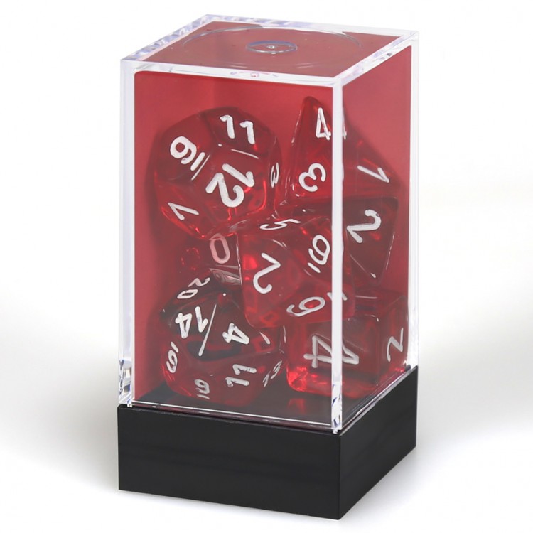 7 set Translucent Red/White Polyhedral