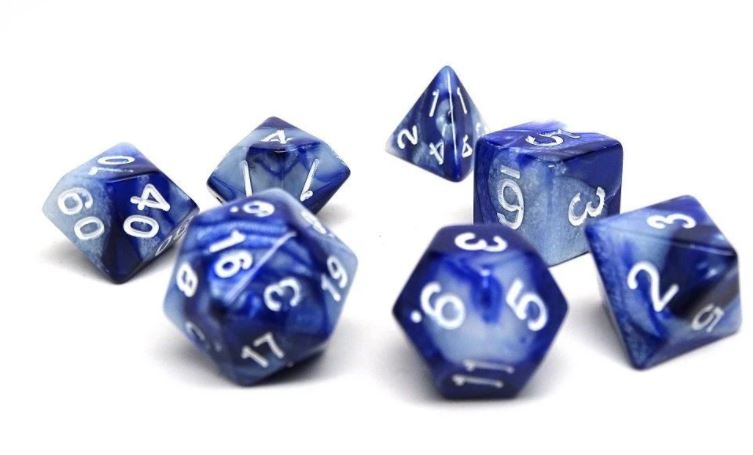 Frosted Blue Granite - 7 Piece Dice Collection