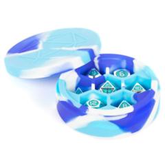 Silicone Round Dice Case - Blue/White/Light Blue