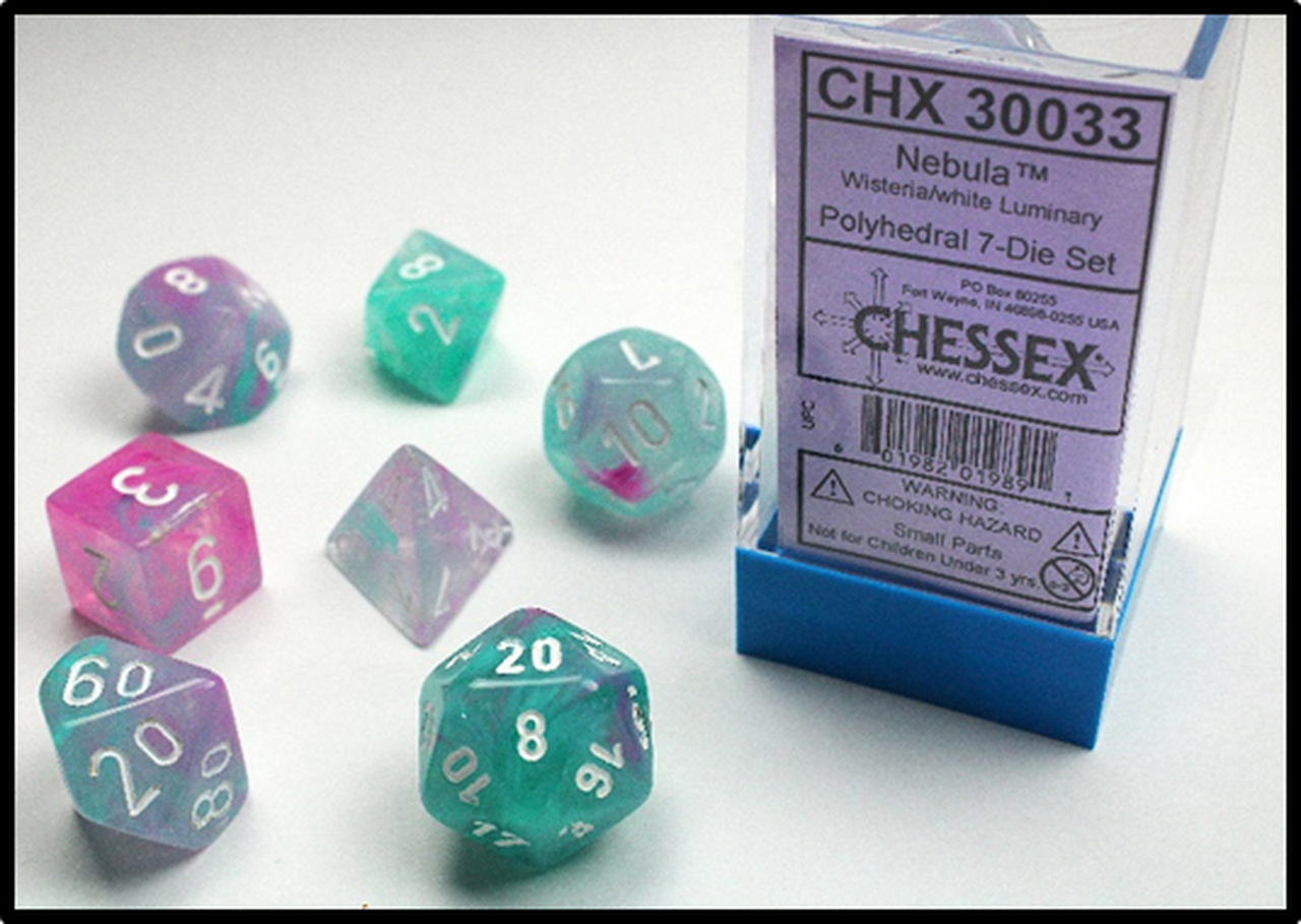 Nebula Wisteria/White Luminary Polyhedral 7-Die Set - CHX30033