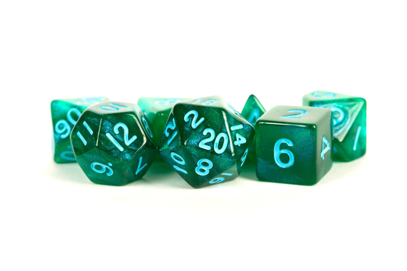 7 - Die Set 16mm Stardust:  Green w/ Blue Numbers