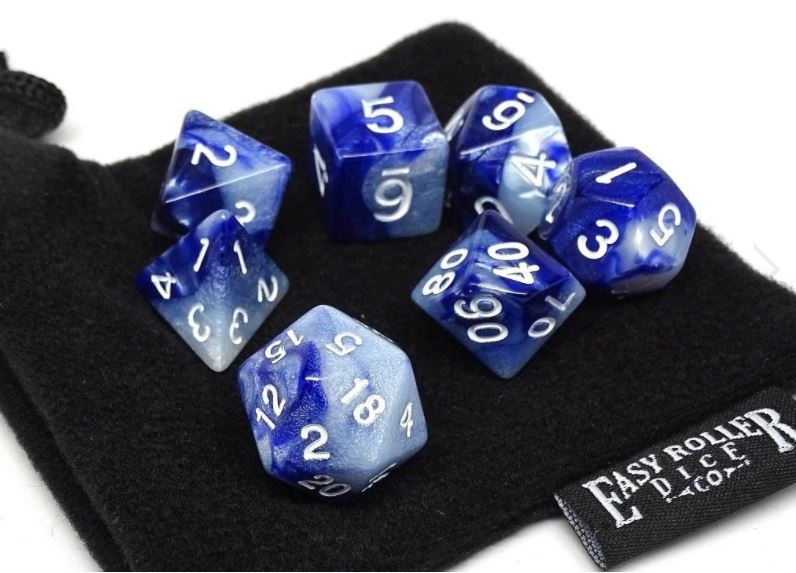 Frosted Blue Granite - 7 Piece Dice Collection