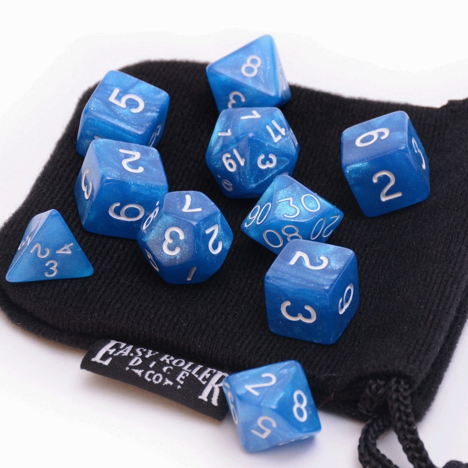 10 Piece Polyhedral Dice Set - Blue Frost