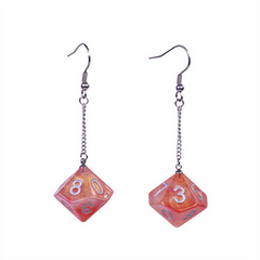 D10 Galaxy Earrings: Red & Orange