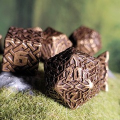 Brighid's Snaidhm Gold Metal Dice Set