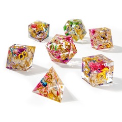 Captured Magic Hand Sanded Sharp Edge Resin Dice Set - Essence of Spring