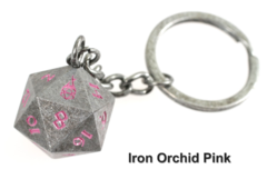 Fob of Fate D20 Keychain - Iron Orchid Pink