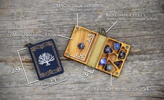 Keychain Spellbook with Dice Set from Elderwood Academy - Various Designs available