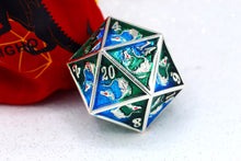 45mm Dragon D20 -Silver with Blue & Green