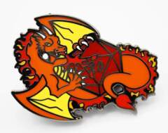 Foam Brain Games Dice Dragon Enamel Pin - Fire