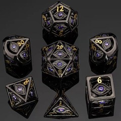 Dragon's Eye Hollow Metal Dice Set - Purple Gems