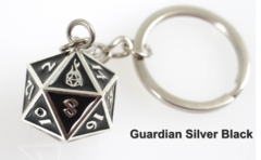 Fob of Fate D20 Keychain Guardian Silver Black