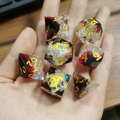 Captured Magic Hand Sanded Sharp Edge Resin Dice Set - Blood Crystal