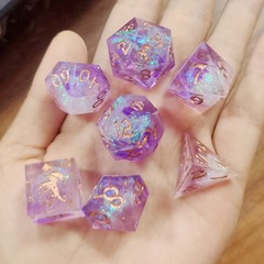 Captured Magic Hand Sanded Sharp Edge Resin Dice Set - Arcane Amethyst