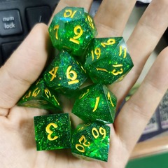 Captured Magic Hand Sanded Sharp Edge Resin Dice Set- Green