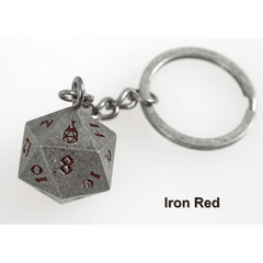 Fob of Fate D20 Keychain Iron Red