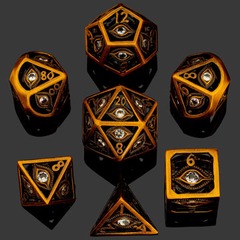 Dragon's Eye Hollow Metal Dice Set - White Gems