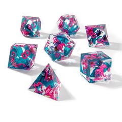 Captured Magic Hand Sanded Sharp Edge Resin Dice Set - Vapor Wave Blossom