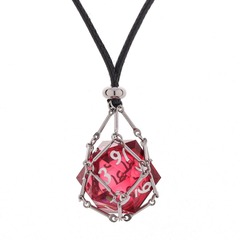 Mysticage Dice Chain Necklace with D20 - Black Leather Chain