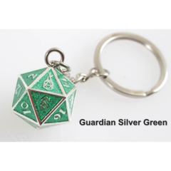 Fob of Fate D20 Keychain Guardian - Silver Sparkle Green