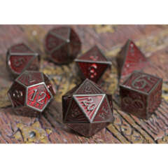 Deco Red Metal RPG Dice Set