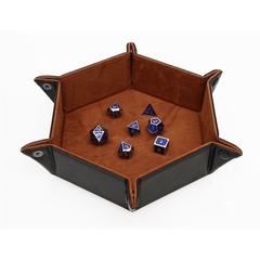 Hexagon Snap Folding Dice Tray - Brown