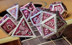 Bardic Inspiration Silver Purple 7-Piece Metal Dice Set